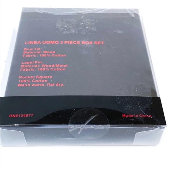 Lines Uomo Bow Tie Lapel Pink Pocket Square Set - Picture 4 of 6